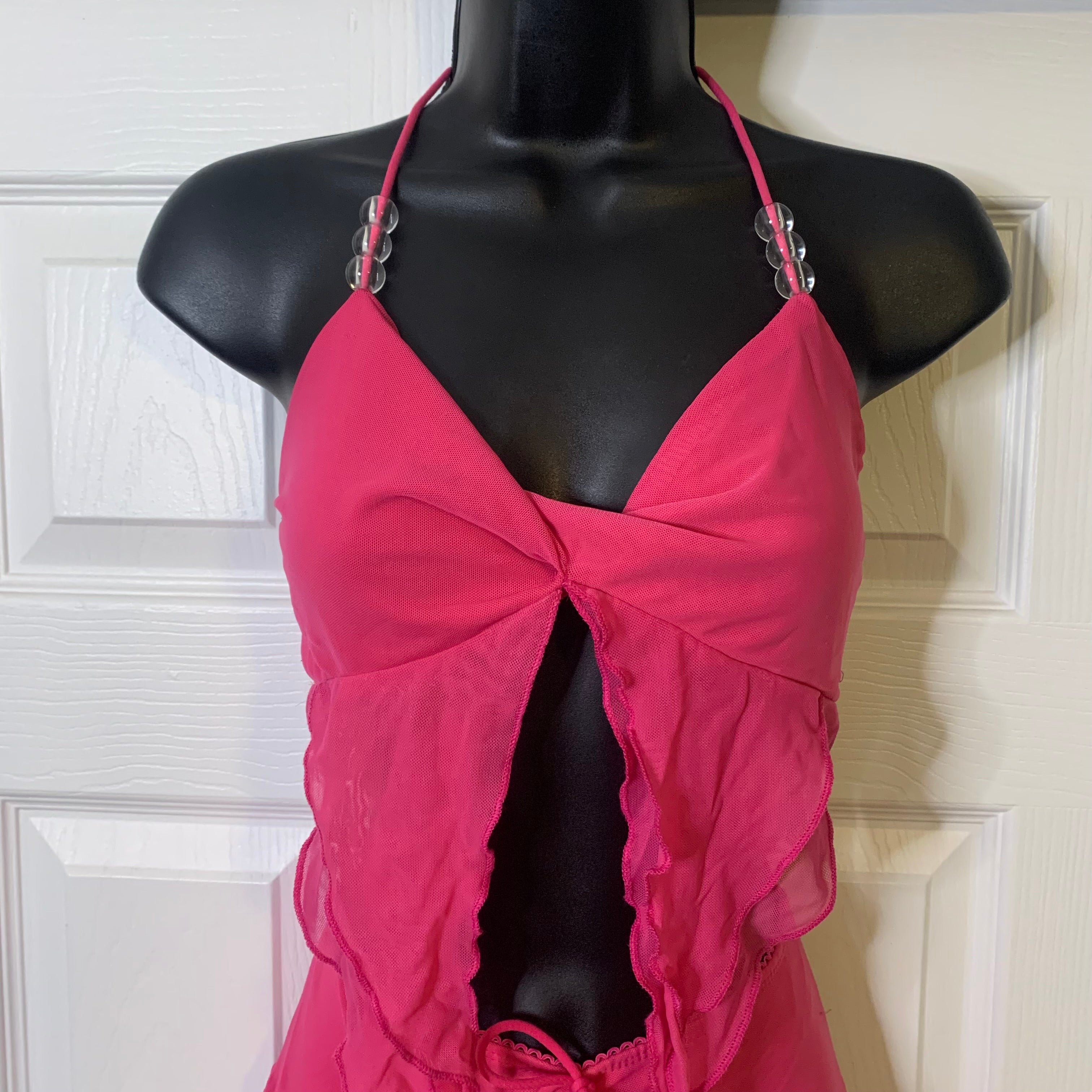 Hot Pink Halter Top & Mini Skirt Set (M)