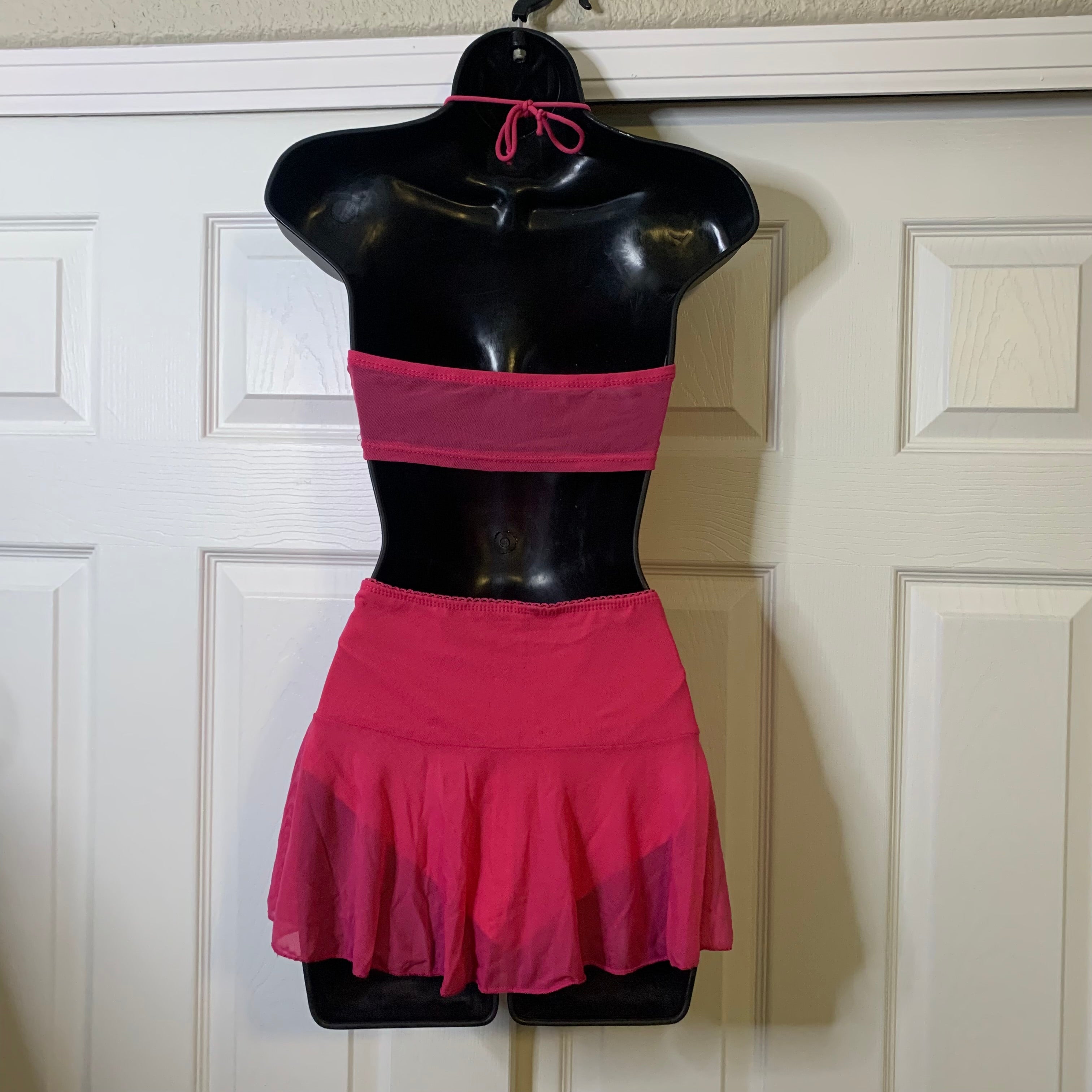 Hot Pink Halter Top & Mini Skirt Set (M)